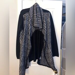 Black and White Houndstooth Cardigan Sweater